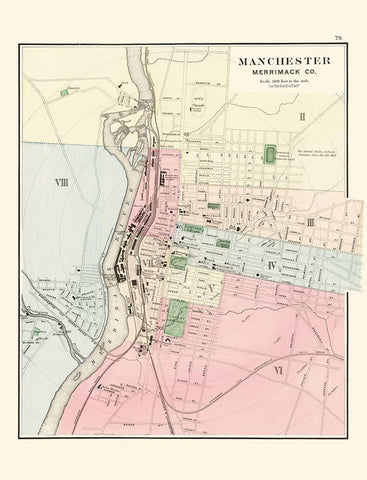 Manchester New Hampshire - Comstock 1877 White Modern Wood Framed Art Print with Double Matting by Comstock