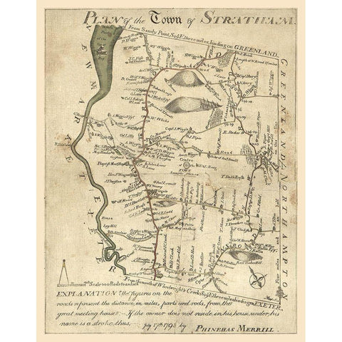 Stratham New Hampshire - Merrill 1793  Gold Ornate Wood Framed Art Print with Double Matting by Merrill