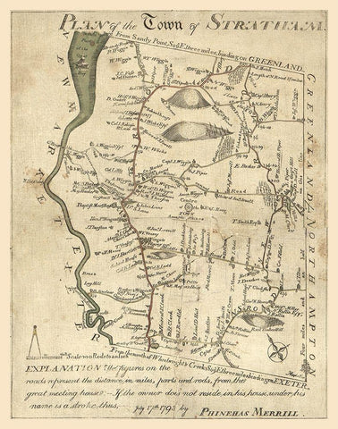 Stratham New Hampshire - Merrill 1793  Black Ornate Wood Framed Art Print with Double Matting by Merrill