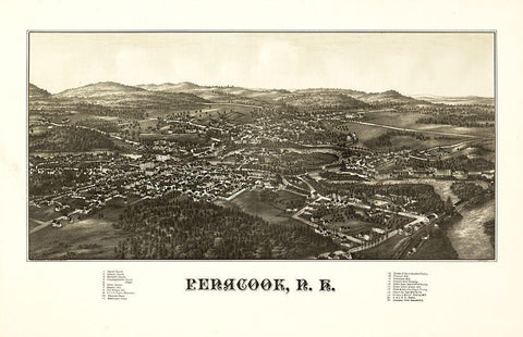 Penacook New Hampshire - Burleigh 1887  White Modern Wood Framed Art Print with Double Matting by Burleigh