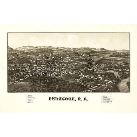 Penacook New Hampshire - Burleigh 1887  White Modern Wood Framed Art Print by Burleigh