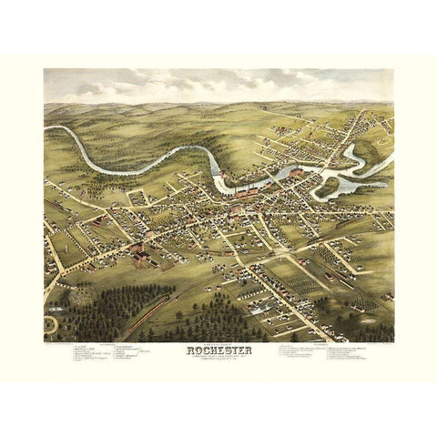 Rochester New Hampshire - Stoner 1877  Gold Ornate Wood Framed Art Print with Double Matting by Stoner