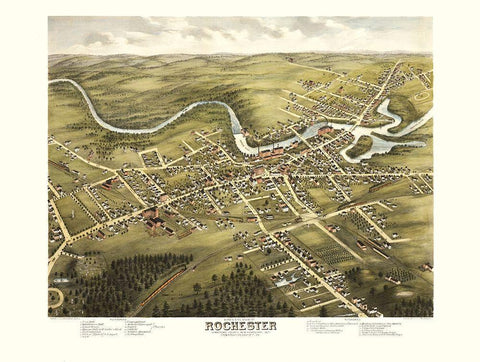 Rochester New Hampshire - Stoner 1877  Black Ornate Wood Framed Art Print with Double Matting by Stoner