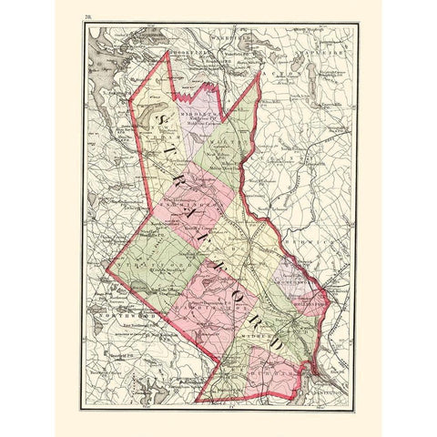 Strafford New Hampshire - Walling 1877 Black Modern Wood Framed Art Print with Double Matting by Walling