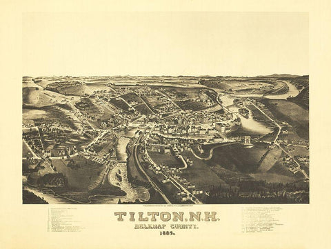 Tilton New Hampshire - Norris 1884  Black Ornate Wood Framed Art Print with Double Matting by Norris