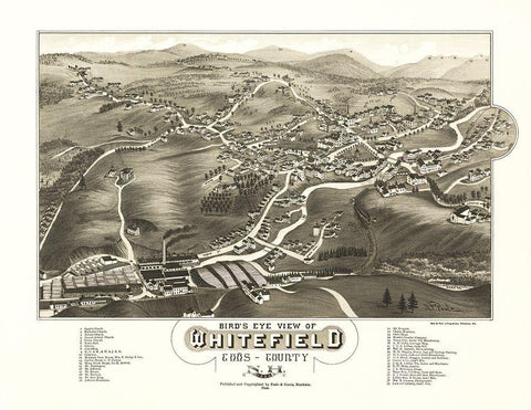 Whitefield New Hampshire - Norris 1883  Black Ornate Wood Framed Art Print with Double Matting by Norris