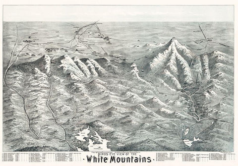 White Mountains New Hampshire - Morris 1890  Black Ornate Wood Framed Art Print with Double Matting by Morris