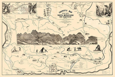 White Mountains New Hampshire - Leavitt 1871  Black Ornate Wood Framed Art Print with Double Matting by Leavitt