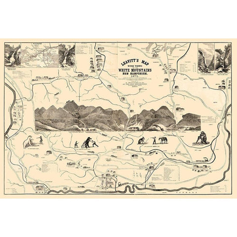White Mountains New Hampshire - Leavitt 1871  Black Modern Wood Framed Art Print by Leavitt