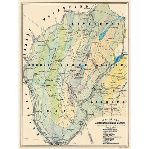 Ammonoosuc Mining District New Hampshire Black Modern Wood Framed Art Print with Double Matting by Hitchcock