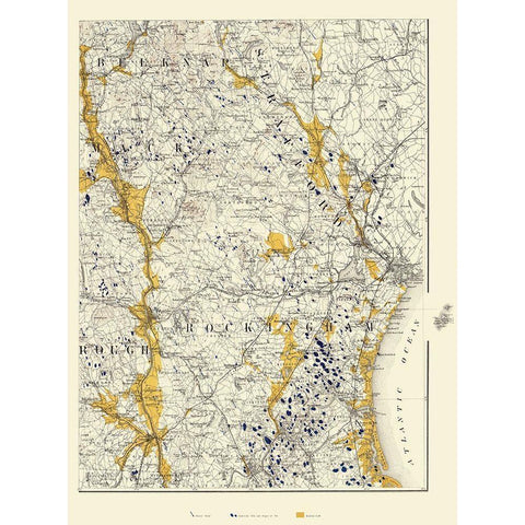 New Hampshire - Bien 1878 Black Modern Wood Framed Art Print with Double Matting by Bien