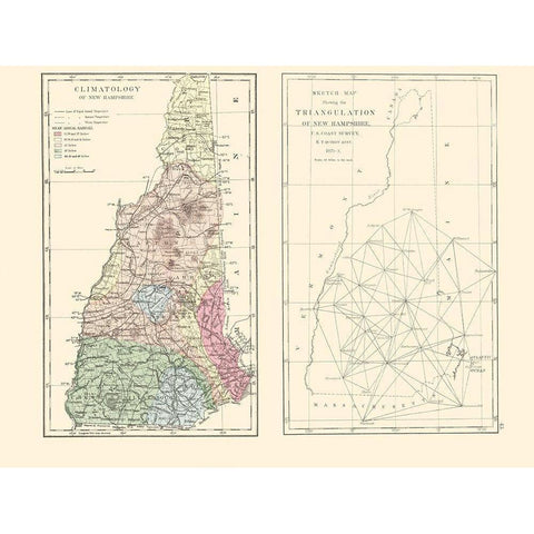 New Hampshire - Quimby 1871 White Modern Wood Framed Art Print by Quimby