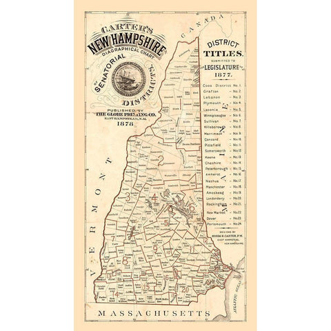 New Hampshire - Carter 1878  Gold Ornate Wood Framed Art Print with Double Matting by Carter