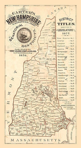 New Hampshire - Carter 1878  Black Ornate Wood Framed Art Print with Double Matting by Carter