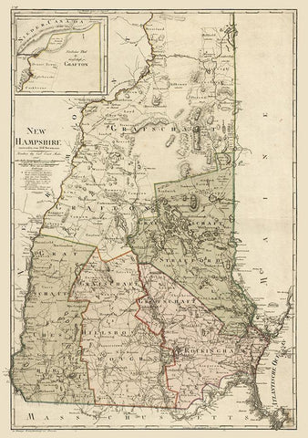 New Hampshire - Sotzmann 1796  Black Ornate Wood Framed Art Print with Double Matting by Sotzmann