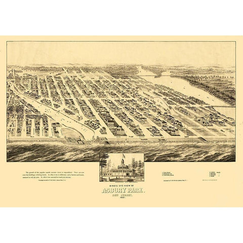 Asbury Park New Jersey - Fowler 1881  White Modern Wood Framed Art Print by Fowler