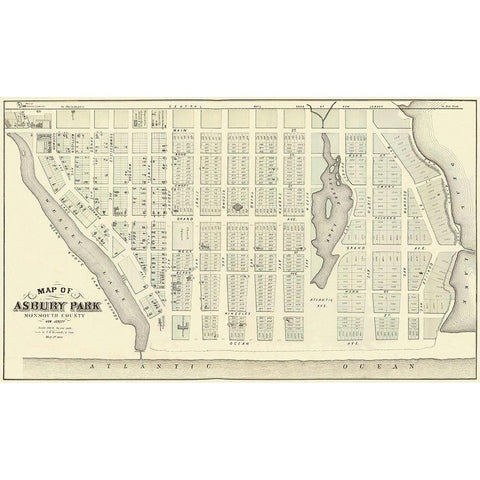 Asbury Park New Jersey Landowner - Kennedy 1877 Gold Ornate Wood Framed Art Print with Double Matting by Kennedy