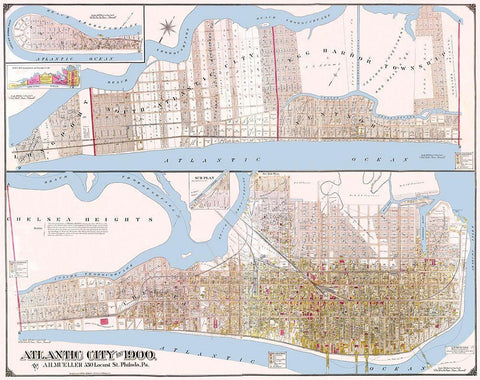 Atlantic City New Jersey Landowner - Mueller 1900 White Modern Wood Framed Art Print with Double Matting by Mueller