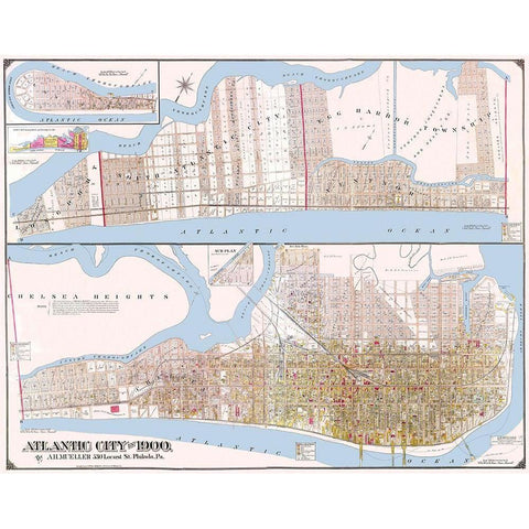 Atlantic City New Jersey Landowner - Mueller 1900 Black Modern Wood Framed Art Print by Mueller