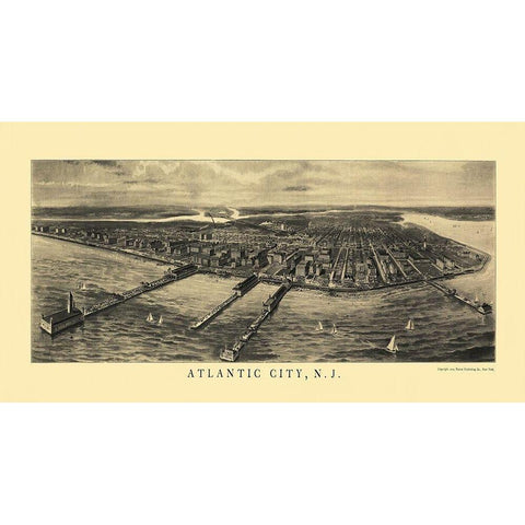 Atlantic City New Jersey - National Pub Co 1905 Black Modern Wood Framed Art Print by National Pub Co