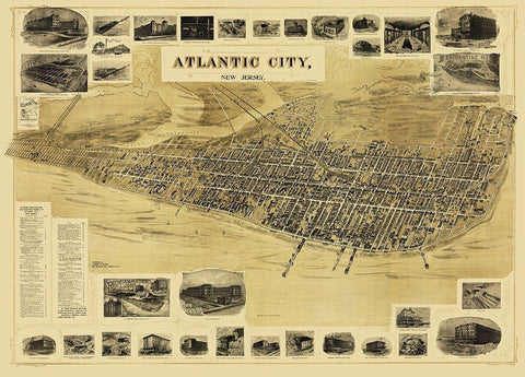 Atlantic City New Jersey - Landis 1900 Black Ornate Wood Framed Art Print with Double Matting by Landis