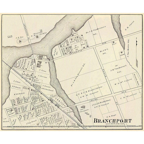 Branchport New Jersey Landowner - Woolman 1878 Black Modern Wood Framed Art Print with Double Matting by Woolman