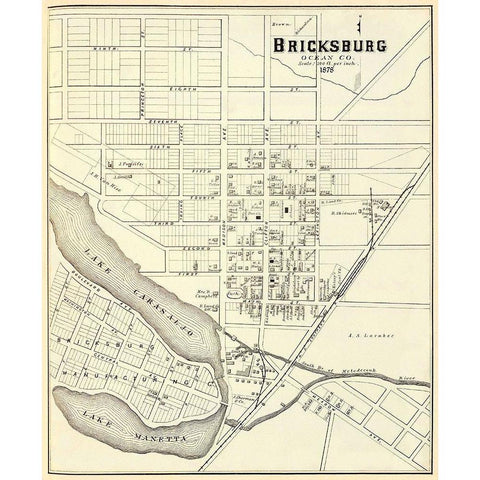 Bricksburg New Jersey Landowner - Woolman 1878 Black Modern Wood Framed Art Print by Woolman