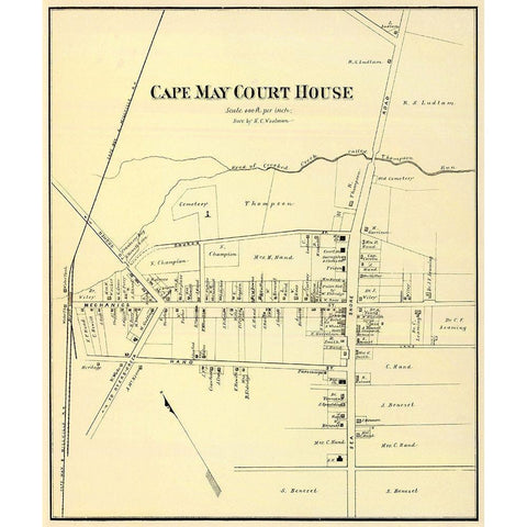 Cape May Court House New Jersey Landowner Gold Ornate Wood Framed Art Print with Double Matting by Woolman