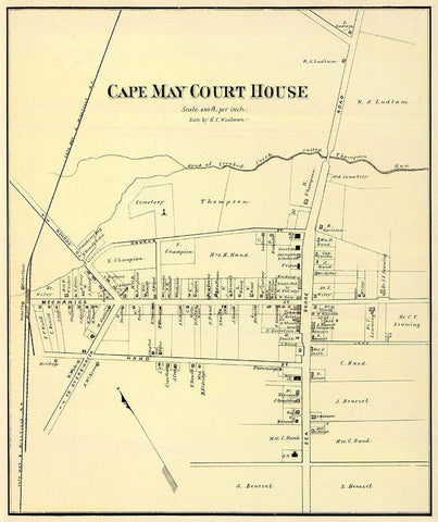 Cape May Court House New Jersey Landowner White Modern Wood Framed Art Print with Double Matting by Woolman
