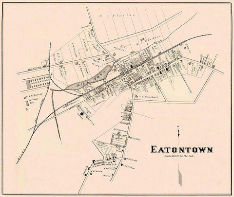 Eatontown New Jersey Landowner - Woolman 1878 Black Ornate Wood Framed Art Print with Double Matting by Woolman