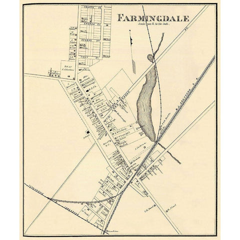 Farmingdale New Jersey Landowner - Woolman 1878 Gold Ornate Wood Framed Art Print with Double Matting by Woolman