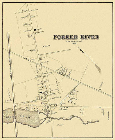 Forked River New Jersey Landowner - Woolman 1878 White Modern Wood Framed Art Print with Double Matting by Woolman