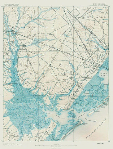 Great Egg Harbor New Jersey Quad - USGS 1890 White Modern Wood Framed Art Print with Double Matting by USGS