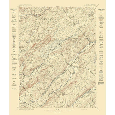 Hackettstown New Jersey Sheet - USGS 1898 Black Modern Wood Framed Art Print by USGS