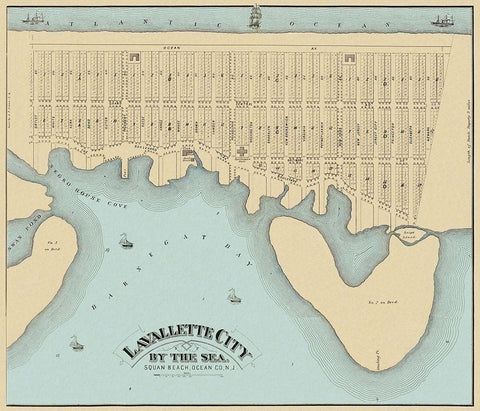 Lavallette City, Squann Beach New Jersey Black Ornate Wood Framed Art Print with Double Matting by Irons