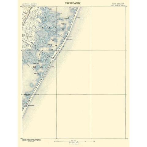 Long Beach New Jersey Sheet - USGS 1883 Black Modern Wood Framed Art Print by USGS