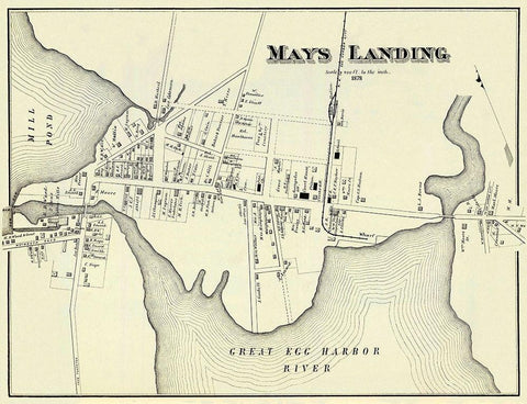 Mays Landing New Jersey Landowner - Woolman 1878 Black Ornate Wood Framed Art Print with Double Matting by Woolman