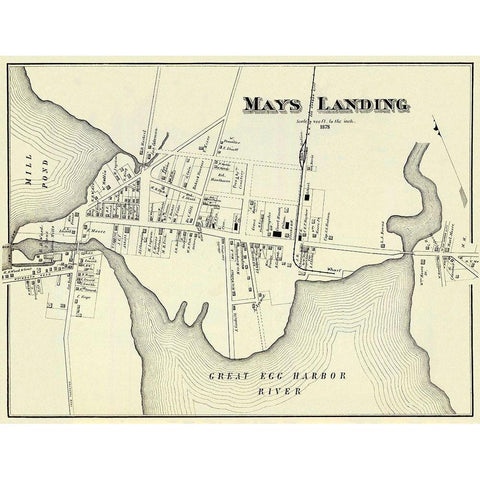 Mays Landing New Jersey Landowner - Woolman 1878 Gold Ornate Wood Framed Art Print with Double Matting by Woolman