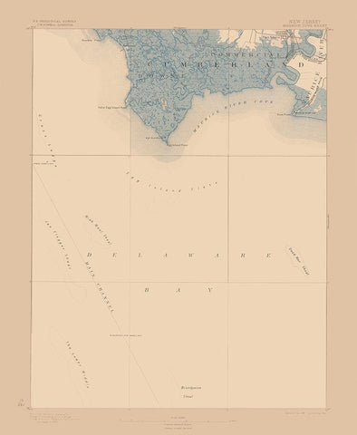 Maurice Cove New Jersey Sheet - USGS 1891 White Modern Wood Framed Art Print with Double Matting by USGS