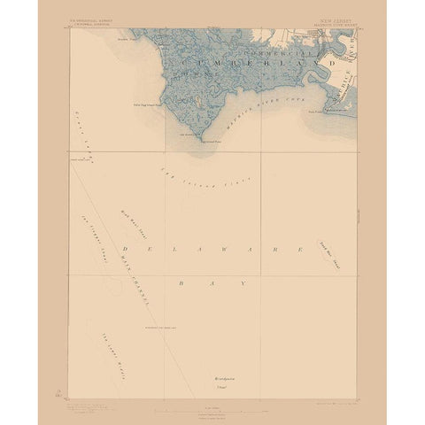 Maurice Cove New Jersey Sheet - USGS 1891 Black Modern Wood Framed Art Print by USGS