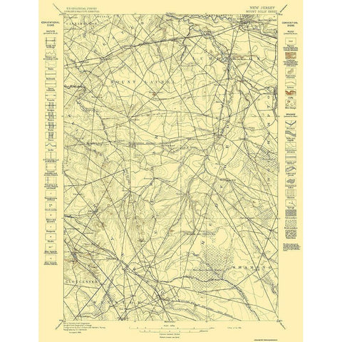 Mt Holly New Jersey Quad - USGS 1898 Black Modern Wood Framed Art Print by USGS