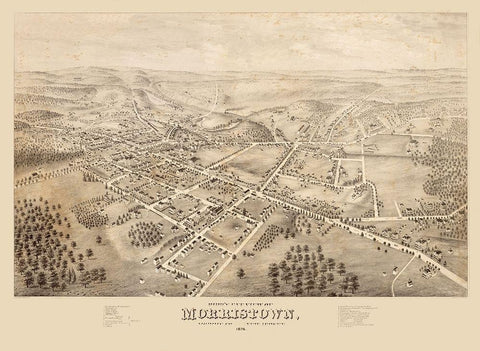Morristown New Jersey -1876 White Modern Wood Framed Art Print with Double Matting by Unknown