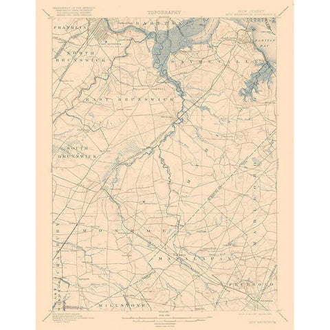 New Brunswick New Jersey Quad - USGS 1901 White Modern Wood Framed Art Print by USGS