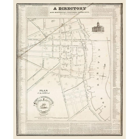 New Brunswick New Jersey - Marcelus 1829  Black Modern Wood Framed Art Print by Marcelus