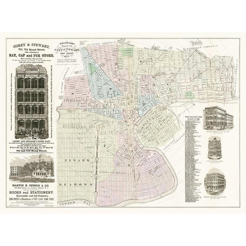 Newark New Jersey - Holbrooks 1879  White Modern Wood Framed Art Print by Holbrooks