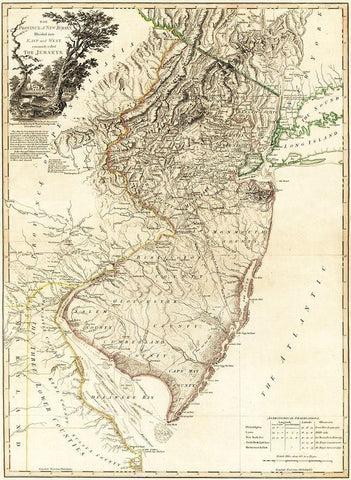 New Jersey - Faden 1778  Black Ornate Wood Framed Art Print with Double Matting by Faden