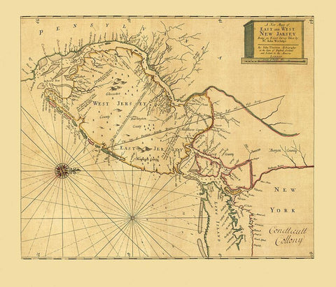 New Jersey - Thornton 1706  Black Ornate Wood Framed Art Print with Double Matting by Thornton