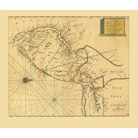 New Jersey - Thornton 1706  Black Modern Wood Framed Art Print with Double Matting by Thornton