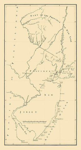 New Jersey New York -1769 White Modern Wood Framed Art Print with Double Matting by Unknown