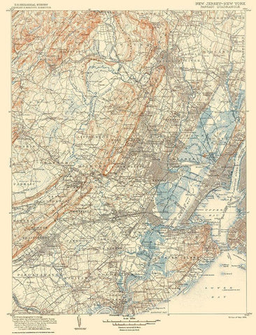 Passaic New Jersey New York Quad - USGS 1905 Black Ornate Wood Framed Art Print with Double Matting by USGS